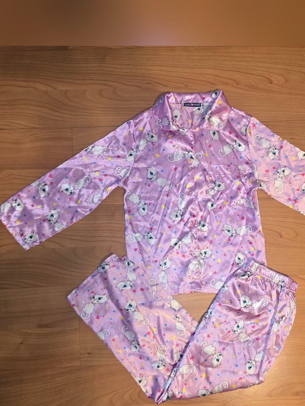 Girls' Pink Cat Print Pajama Set - Brand: Children's Place